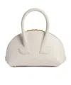 Patou Rounded White Calfskin Handbag With Gold Accents