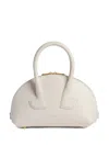 Patou Rounded White Calfskin Handbag With Gold Accents In White