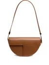 Patou Leather Shoulder Bag Adjustable Strap In Brown