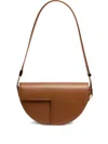 Patou Leather Shoulder Bag Adjustable Strap In Brown