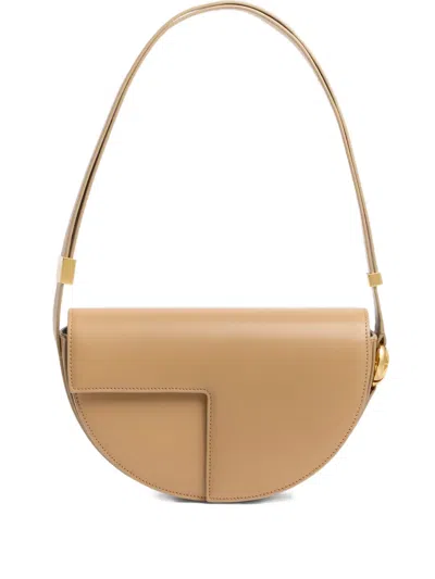 Patou Leather Shoulder Bag Adjustable Strap Hardware In Neutral