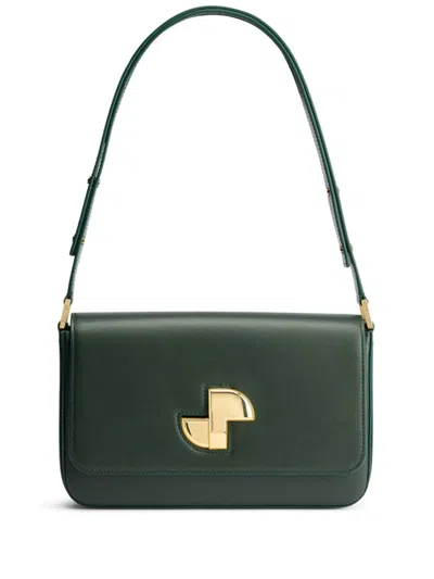 Patou Le Lock Leather Shoulder Bag In Black