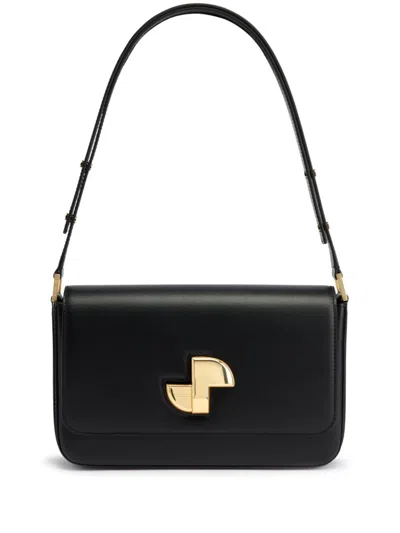 Patou Black Leather Le Classic Lock Shoulder Bag