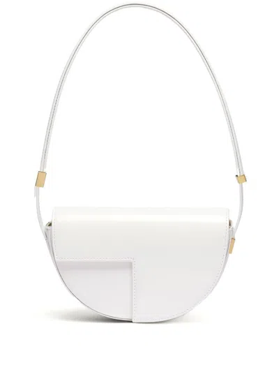 Patou Small Leather Shoulder Bag In White