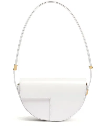 Patou Small Leather Shoulder Bag In White