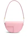 Patou Curved Shape Leather Bag With Adjustable Strap In Pink