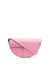 Patou Curved Shape Leather Bag With Adjustable Strap In Pink