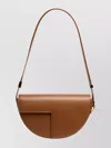 Patou Leather Shoulder Bag Adjustable Strap In Brown