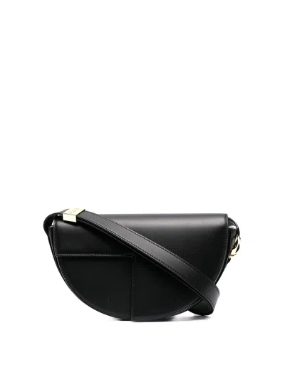 Patou Leather Shoulder Bag In Black