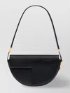 Patou Leather Shoulder Bag With Adjustable Strap In Black