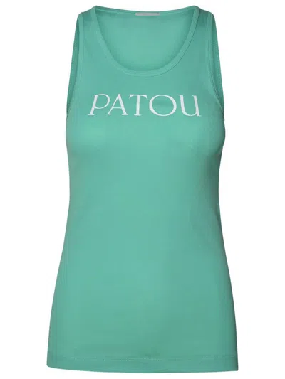 PATOU PATOU LIGHT BLUE COTTON TANK TOP