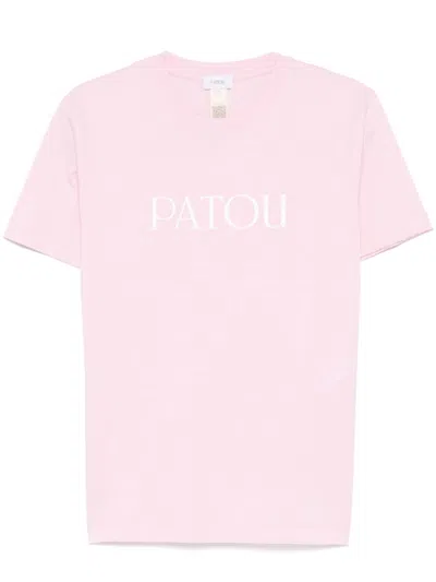 PATOU LIGHT PINK LOGO-PRINT COTTON T-SHIRT