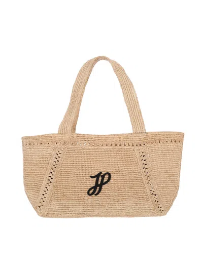 Patou Lightweight Raffia Tote Bag In Sand