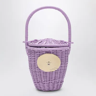 Patou Lilac Wicker Bucket Bag In Purple
