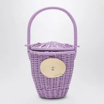 Patou Lilac Wicker Mini Bucket Bag In Purple