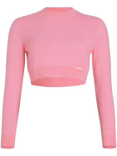 Patou Cropped Sweater In Pink