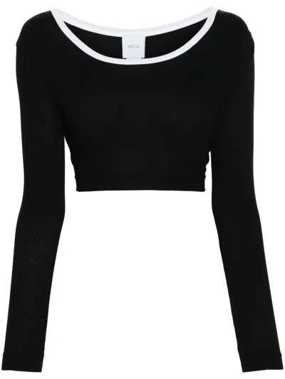 Patou Logo-appliqué Ribbed Crop Top In Black