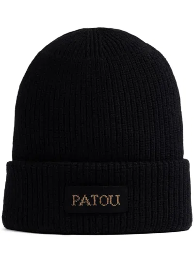 Patou Logo Beanie Hat In Black