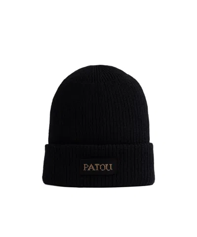 PATOU PATOU LOGO-EMBROIDERED TURN-UP BRIM BEANIE
