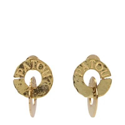 Patou Logo Brass Earrings In Gold