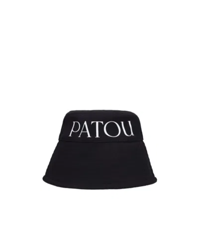 Patou Bucket Hat Cotton Curved Brim In Black