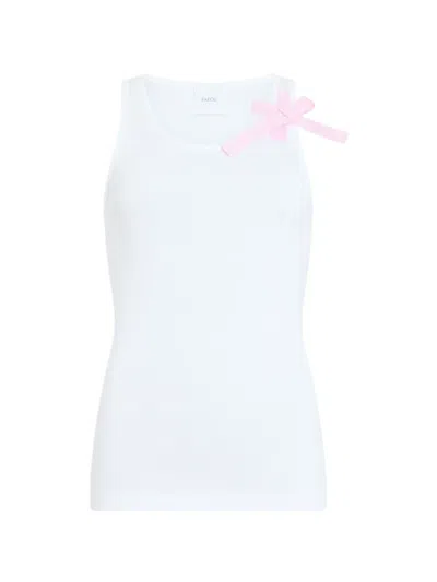 Patou Sleeveless Scoop Neck Ribbed Silk Top In Multi