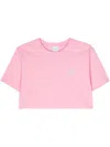 Patou Logo-embellished Cotton Cropped T-shirt In Pink
