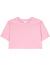 Patou Logo-embellished Cotton Cropped T-shirt In Pink