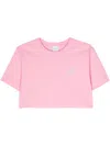 Patou Logo-embellished Cotton Cropped T-shirt In Pink