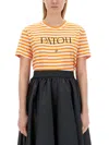 Patou Logo-emblazoned Cotton T-shirt With Bold Stripes In Multicolour