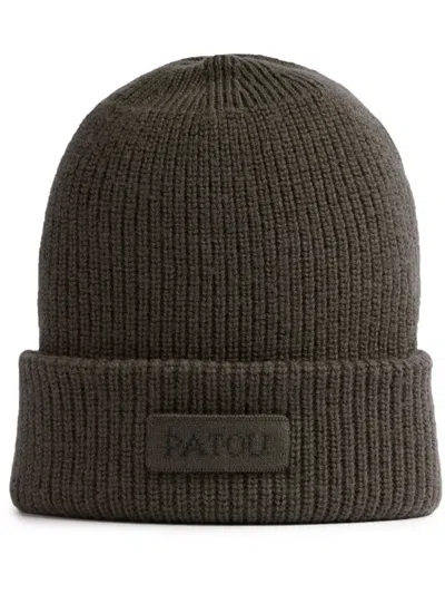Patou Logo-embroidered Beanie Hat In Grün