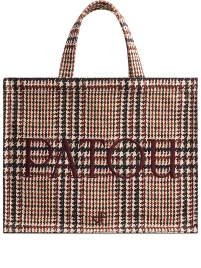 PATOU LOGO-EMBROIDERED CHECK TOTE BAG