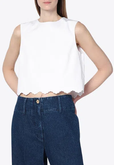 Patou Logo Embroidered Cropped Top In White