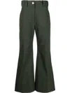 Patou Logo-embroidered Flared Trousers In Green