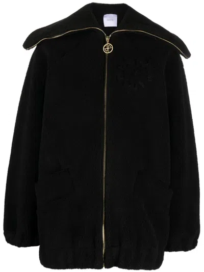 Patou Logo-embroidered Fleece Jacket In Black