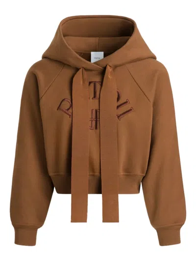 Patou Logo-embroidered Hoodie In Brown