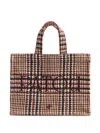 Patou Logo-embroidered Houndstooth Tote Bag In Brown