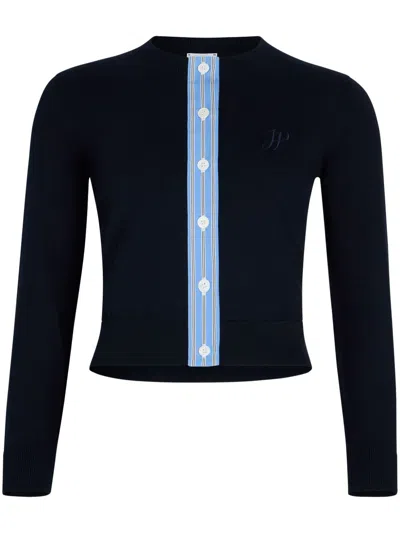 Patou Logo-embroidered Knit Top In Blue
