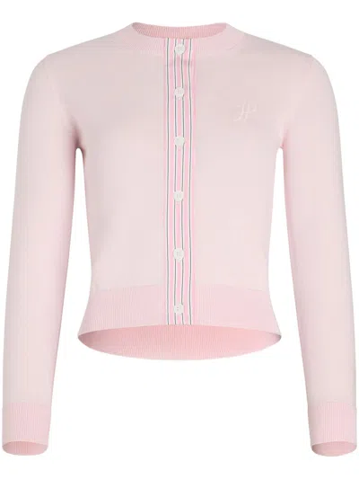 Patou Logo-embroidered Knit Top In Pink