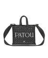 Patou Logo-embroidered Quilted Top Handle Bag In Black
