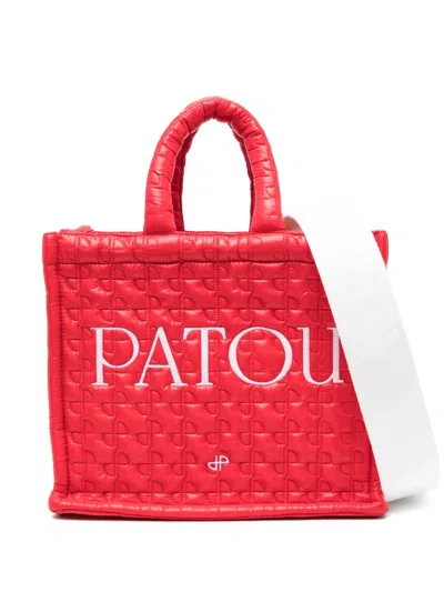 Patou Logo-embroidered Quilted Tote Bag In Red