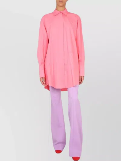 Patou Logo Embroidered Shirt Dress With Collared Neck In Pink
