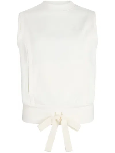 Patou Logo-embroidered Sleeveless Sweatshirt In White