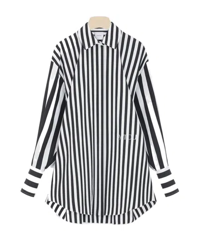 Patou Logo-embroidered Striped Shirt In Black