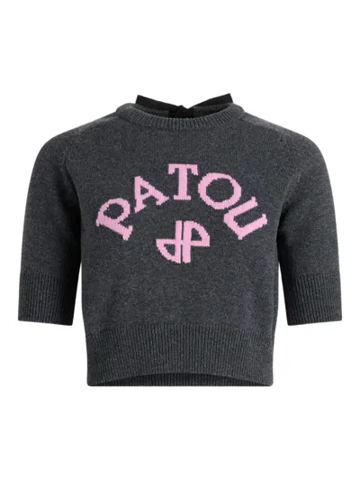 Patou Logo-embroidered Sweater In Gray