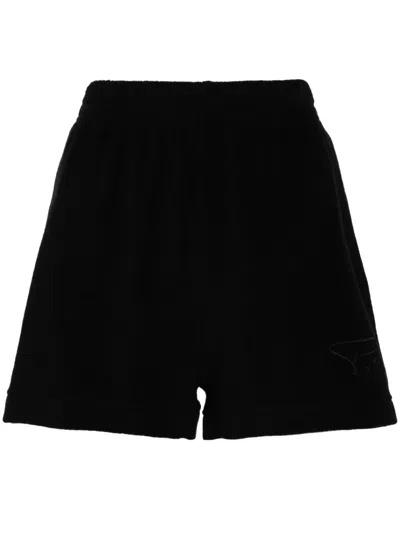 Patou Logo-embroidered Terry Shorts In Schwarz