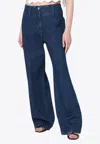 Patou Wide Leg Denim Jeans With Pockets And Loops In Blue