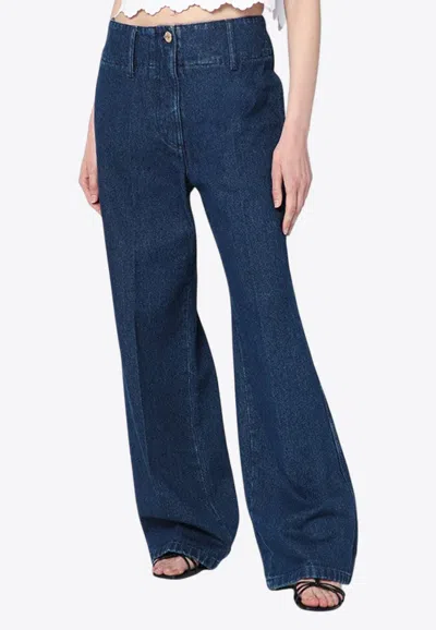 Patou Logo Embroidered Wide-leg Jeans