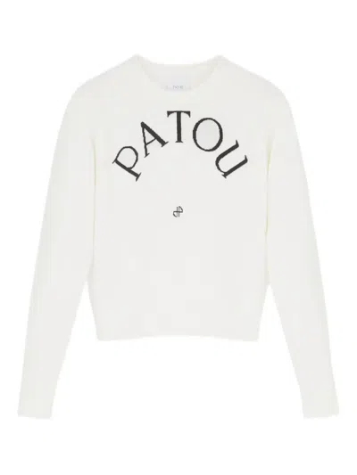 Patou Logo-embroidered Wool Sweater In White