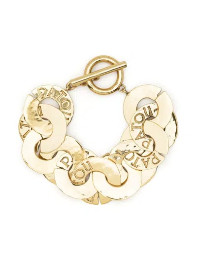 Patou Logo-engraved Coin Bracelet In Golden